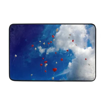 

Balloons Floating in Blue Sky Bath Mats Bathroom Non-Slip Blue Pedestal Rug+Lid Toilet Cover+Bath Mat Bathroom Carpet Toilet