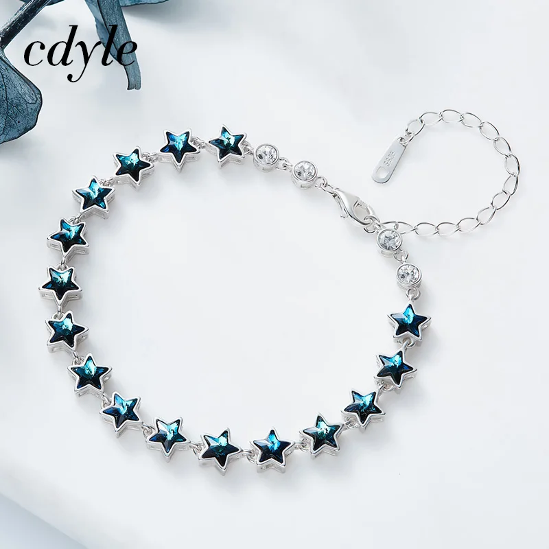 

Cdyle Bracelets Women Bracelet For Women Bangle Austrian Rhinestone S925 Sterling Silver Fashion Jewelry Bright Star Bijous New