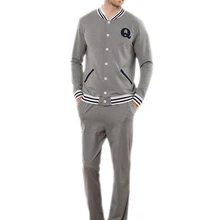 Мужская Повседневная Пижама Gar с длинным рукавом из чистого хлопка, мужская домашняя пижама с v-образным вырезом из чистого хлопка