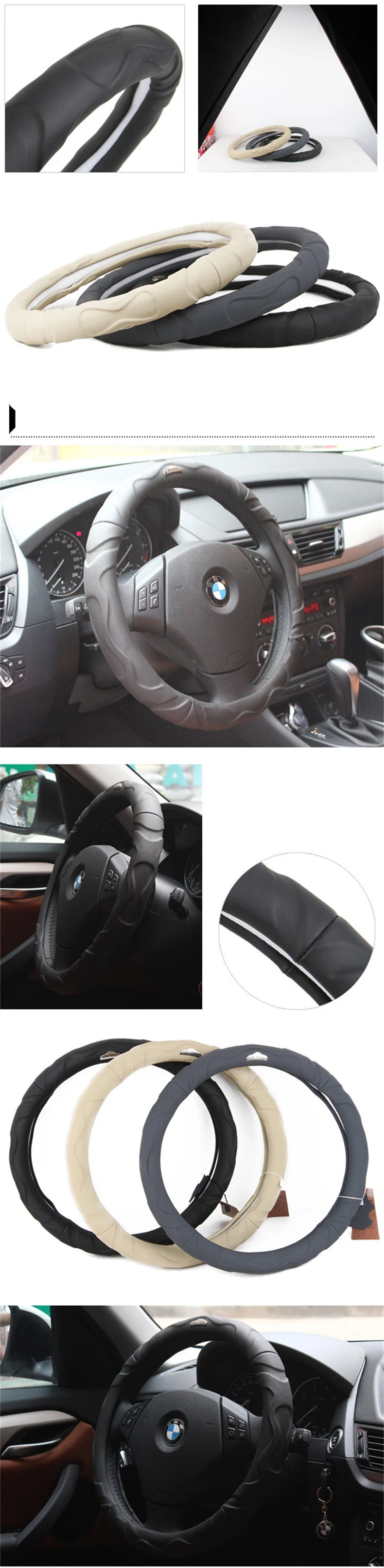 sheep leather steering wheel cover 8