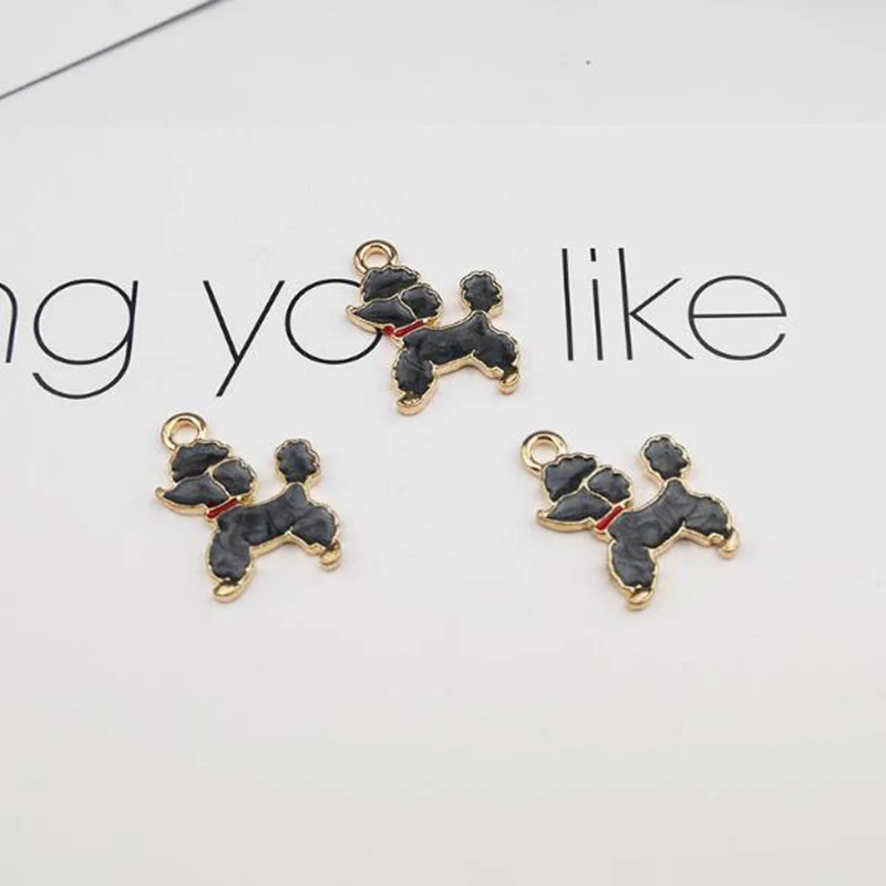 

10pcs/pack Lovely Dogs Alloy 1.5*1.9cm Drop Oil Enamel Charm for Jewelry Making DIY Handmade Pendant fit Necklace Ear Accessorie