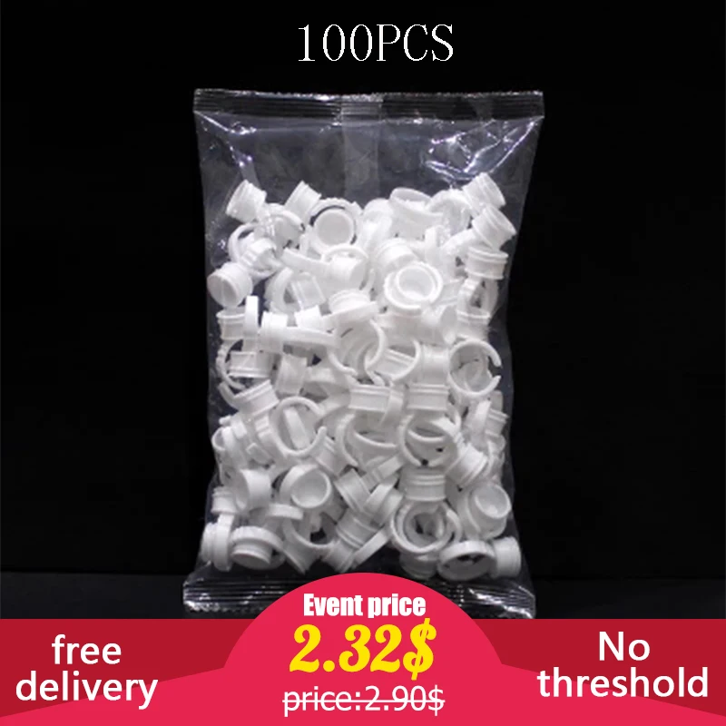

100pcs Disposable Permanent Makeup Ring No Divider Medium Size Tattoo Ink Eyebrow Lip Tattoo Pigments Holder Rings Container/Cup
