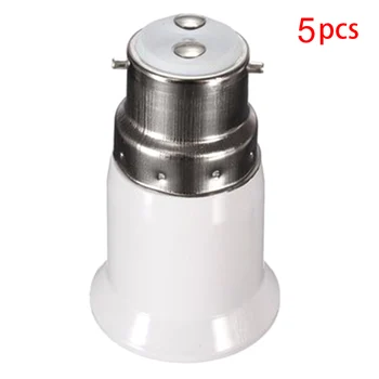 

5pcs Led Base Lamp Holder Adapter Converter Durable B22 To E27 Light Bulb Screw Socket Anti-burning Lamp Accessories
