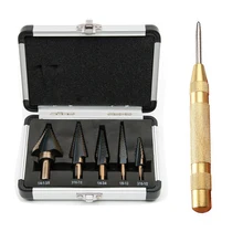 5pcs Large Cobalt Step Drill Titanium Core Drill Hole Cutter Bit + 1pc 5 Inch Spring Loaded Automatic Center Pin Punch 5pcs Large Cobalt Step Drill Titanium Core Drill Hole Cutter Bit + 1pc 5 Inch Spring Loaded Automatic Center Pin Punch