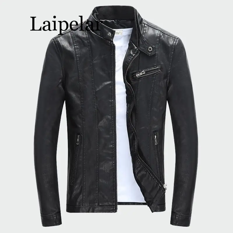 Laipelar Men's PU Jackets Coats Autumn Winter Motorcycle Biker Faux Leather Jacket Men Clothes Thick Velvet Coats M-3XL