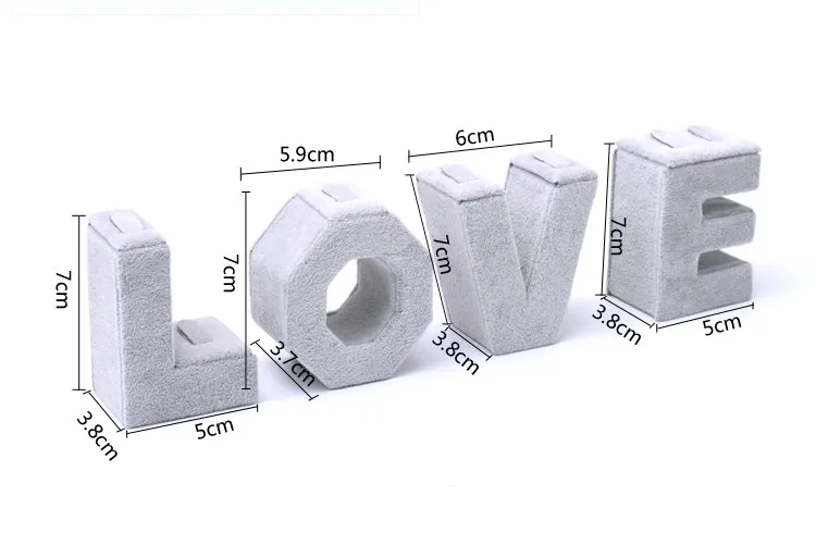 Лот из 4 Творческий слова любви кольцо Дисплей держатель Бархатная кольцо Дисплей стенд ювелирные изделия Дисплей держатель