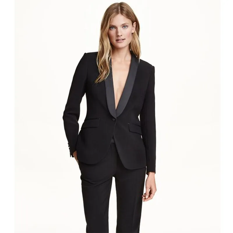 134 Black pant suits for women business suit 2 piece set ladies office uniform formal female trouser suit womens tuxedo CUSTOM