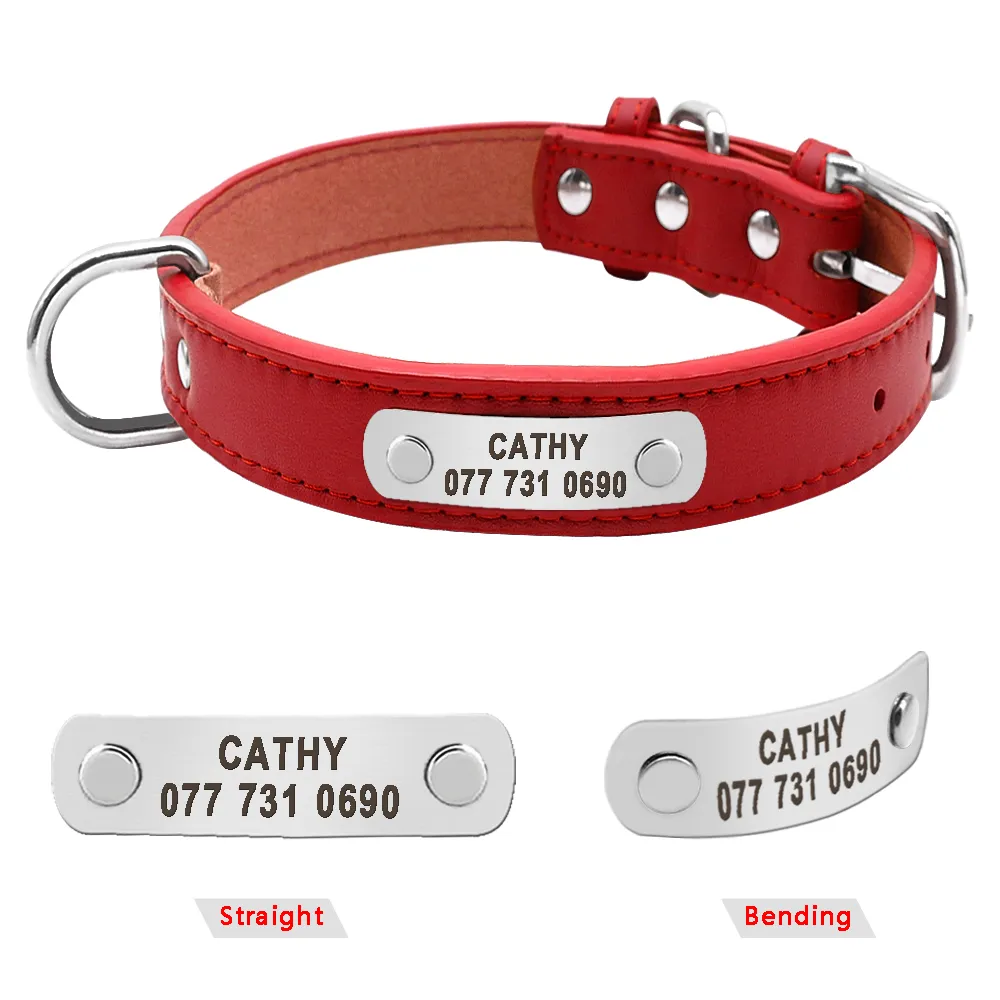 Large Durable Personalized Dog Collar PU Leather  My Pet World Store