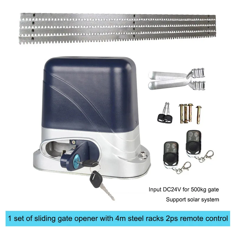 

DC12V/24V 500kg Heavy Duty Automatic Sliding Gate Opener Rack & Pinions Drive with steel gear rack