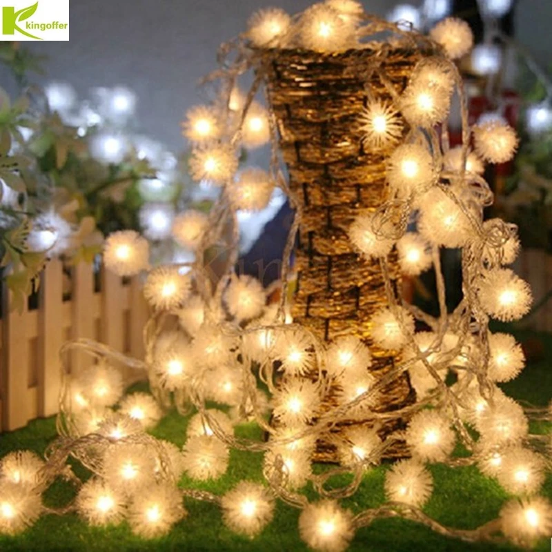

10M/20M/30M/50M Furry Ball RGB Edelweiss Snowflake Led String Lights Christmas Wedding Outdoor Decoration Fairy Lights 220V 110V