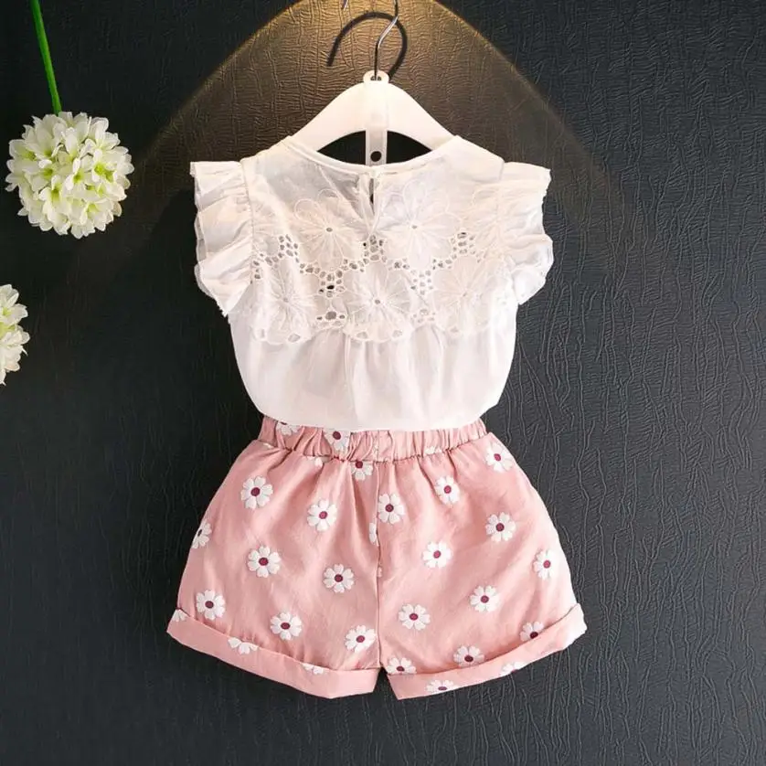 

New fashion Toddler Kids Baby Girls Outfits Clothes T-shirt Vest Tops+Shorts Pants 2PCS Set so lovely and sweet July26