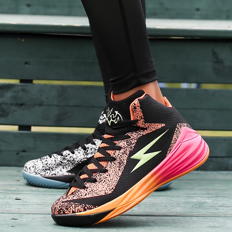 Tallas grandes 39-45 hombres deporte Baloncesto zapatos mandarín pato alto cojín zapatillas atléticas tobillo botas trotar Traing balancesto