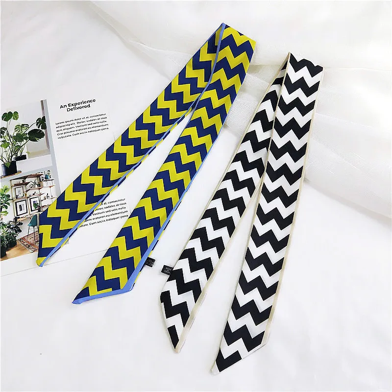 Hijab Women Bandana Ribbon Wave Narrow Strip Print Hair Band Decoration Joker Small Head Neck Scarf Bind Package Woman Scarves Hijab Women Bandana Ribbon Wave Narrow Strip Print Hair Band Decoration Joker Small Head Neck Scarf Bind Package Woman Scarves