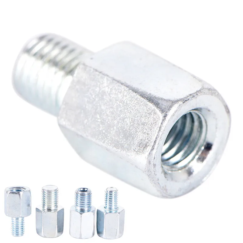 

10mm / 8mm Universal Silver Motorbike Rearview Mirror Adapter Bolt Steel Metal For Motorcycle Motorbike
