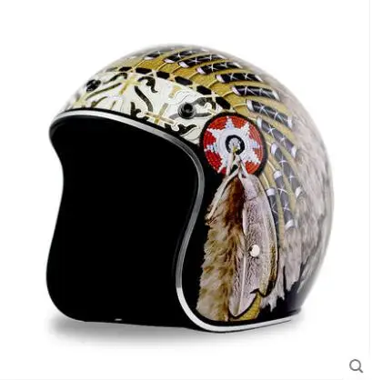 Vintage motorcycle helmet Open face retro 3 4 half helmet Moto Casque Casco Motocicleta Capacete Motocross