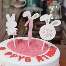 

Cute Rabbit Birthday Cake Decoration Party Cake Topper Ornament Birthday Anniversary Party Baking Cake Decoration Supplies
