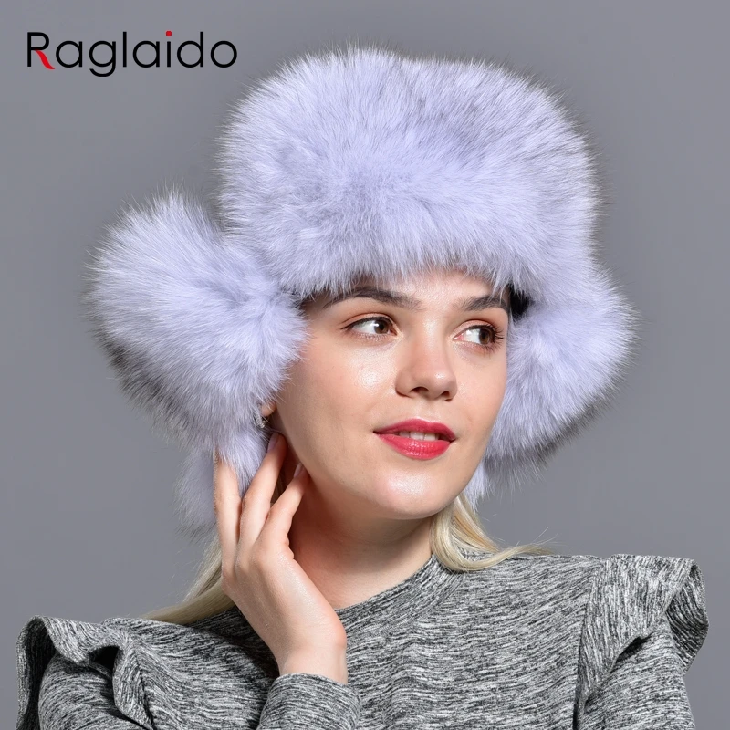 Raglaido женская шапка с ушами ушанка бомбардировщик шапки зимние снег российские