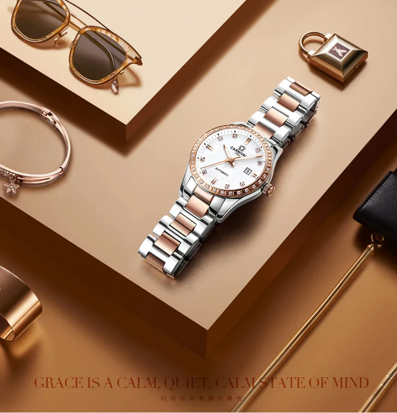 Швейцарские карнавальные женские часы, роскошные Брендовые женские автоматические механические часы, женские водонепроницаемые часы, 8685L-3