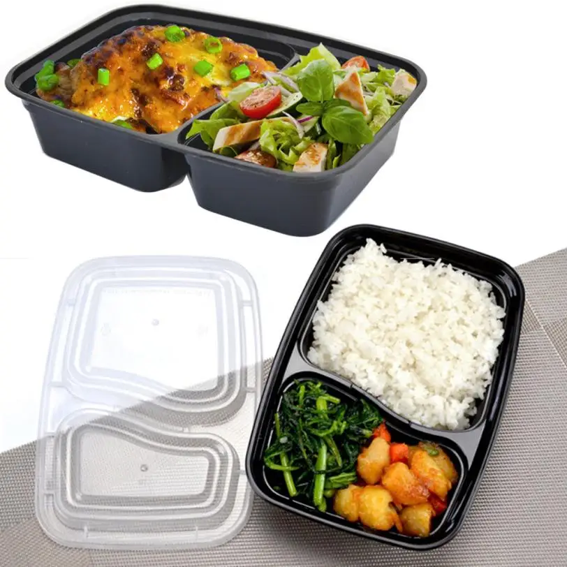 

1000ml Double Grid Plastic Lunch Box Fast Food Lunch Box 10 pcs Plastic 22x15x5cm Disposable Lunch Box #50920