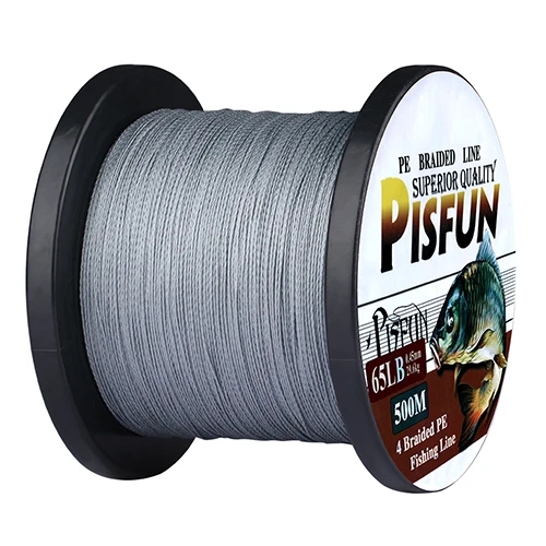 Pisfun 500 м рыболовные лески многофиламентная PE плетеная линия супер мощность Япония 4 нити шнур Карп Рыболовная веревка 10-80LB Морская рыбалка - Цвет: gray