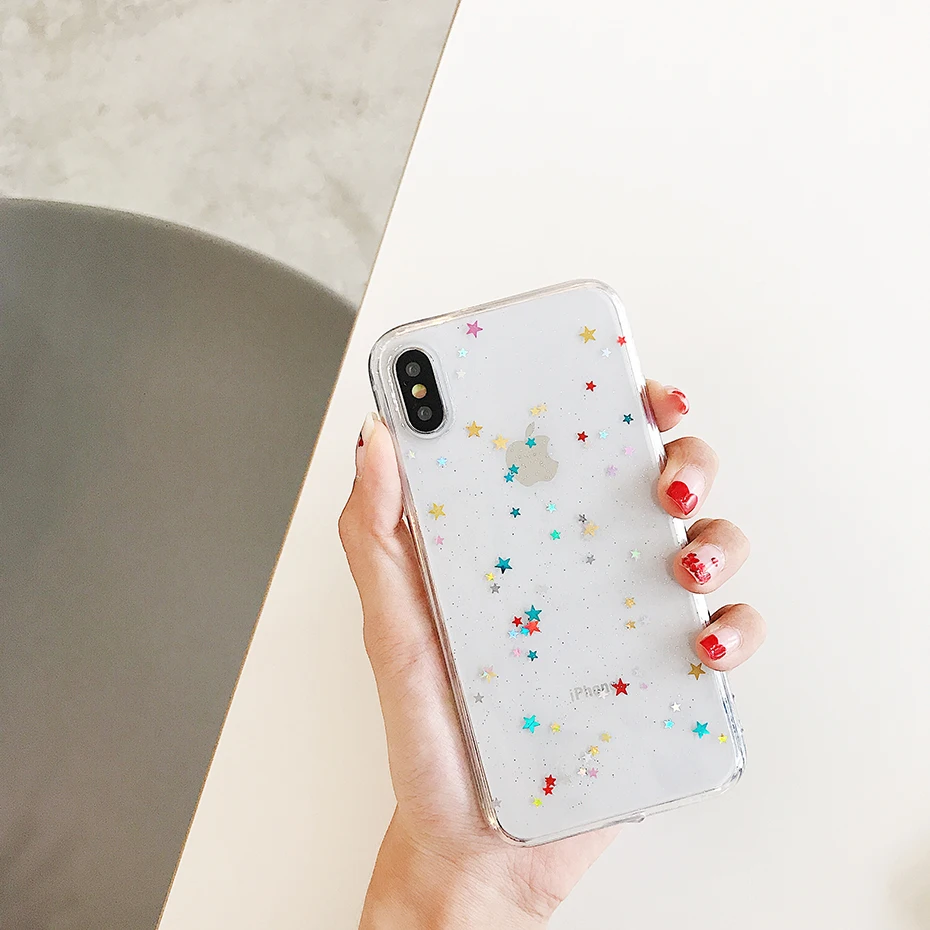 Чехол Qianliyao для iphone 12 11 Pro Max XS XR силиконовый прозрачный чехол с блестящими
