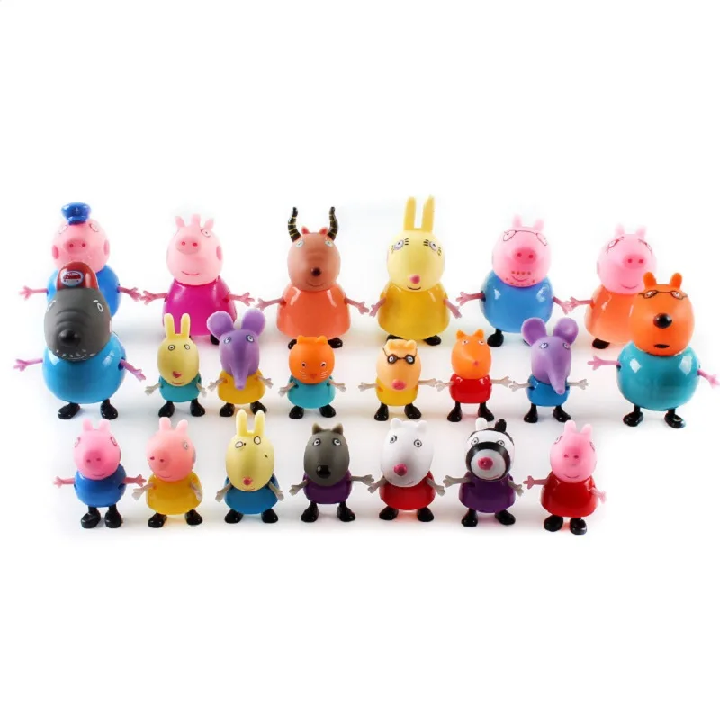 

Peppa pig George Family Pack Dad Mom Action Figure Original Pelucia Anime Toys Boy girl gift