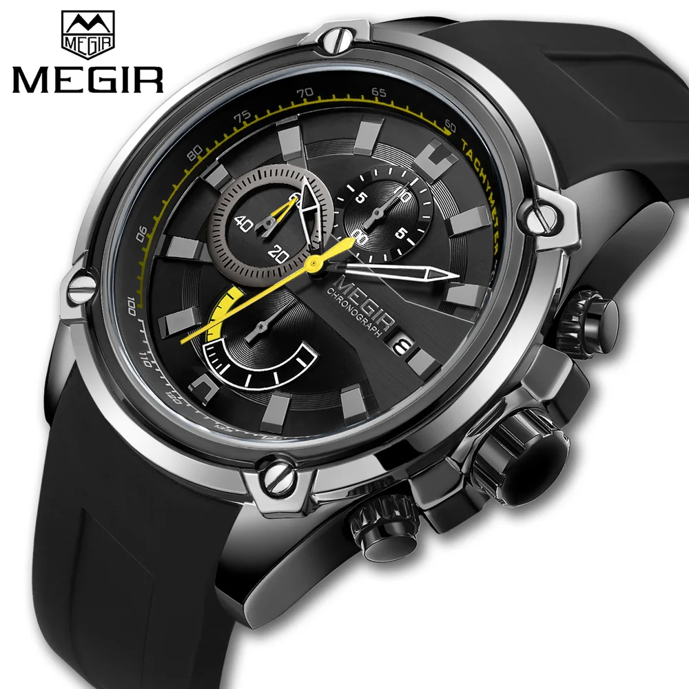 

2018 New MEGIR Mens Fashion Quartz Watch with Date Display Men Casual Sport Watches Multifunction Waterproof Wristswatch-2086