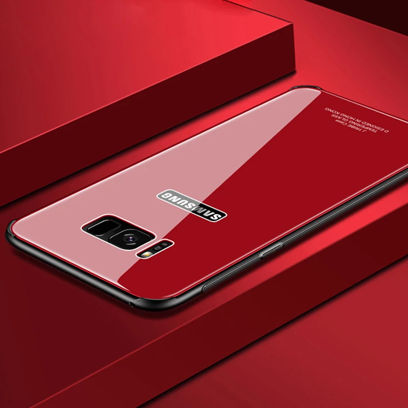 

For Samsung Galaxy S9 S8 Plus Note 9 8 Case Luxury Tempered Glass Soft Edge Hybrid Phone Cases For iPhone X 8 7 6 6S Plus Cover