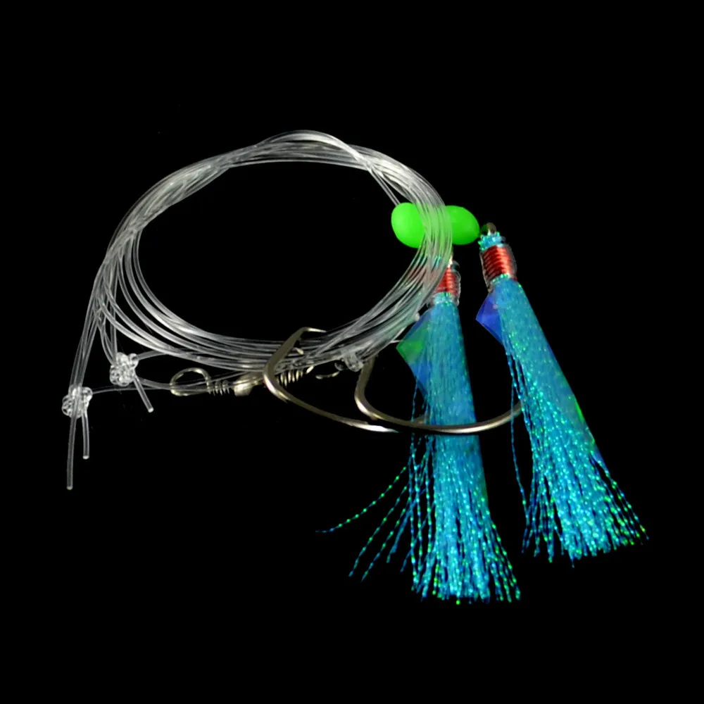 

10 PACKS Multiple Color Sea Bass Snappers Saltwater Fish Fishing Rig Hook Sets with Luminous Bead Circle Hooks Sabiki Rigs