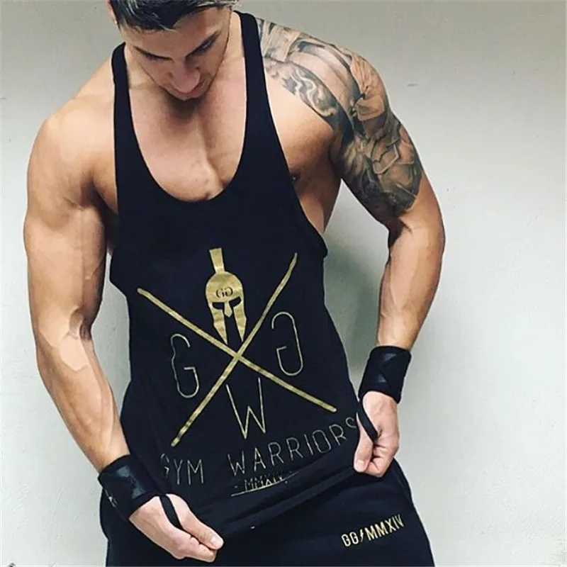 

2019 Summer Skull Print Bodybuilding Fitness Brand Mens Tank Tops Men Breathable Men's Cotton Fitness Gyms Men Compression Vest
