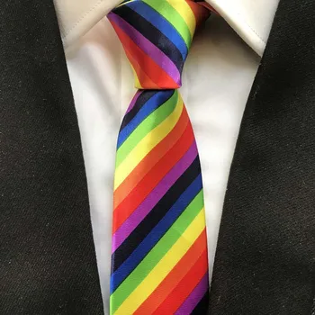 

Fashion Colorful Striped Ties 5cm Rainbow Stripes Necktie Gravatas