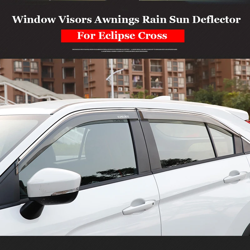 

ABS Plastic Window Visors Awnings Rain Sun Deflector Guard Vent Covers Protector Car Styling for Eclipse Cross 2017 2018