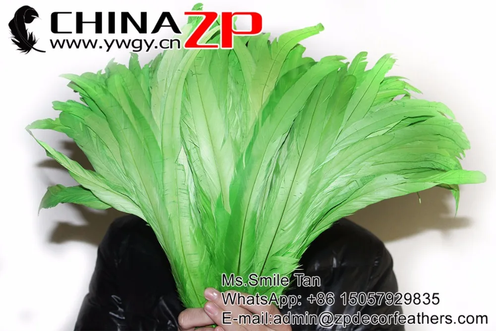 35-40cm fully dye rooster tail feathers lime green (1)