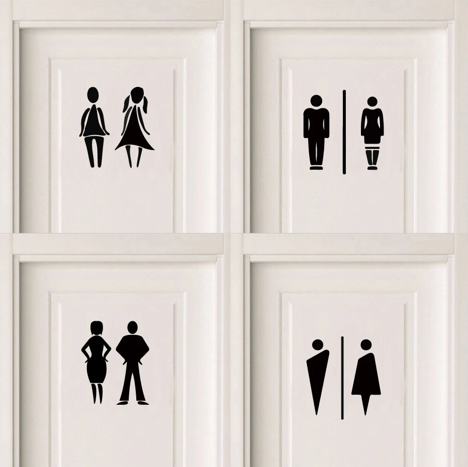 Toilette WC entrée signe porte autocollants pour lieu public Décoration Creative