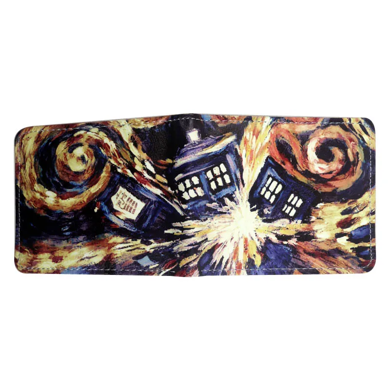 Мужской бумажник из искусственной кожи Doctor Who Blue Police Box двойной складной