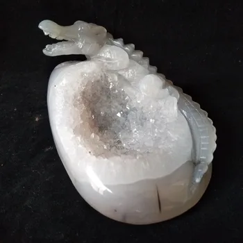 

crocodile Sobek sculpture Natural Stone agate geode Crystal clust hand engraving home decoration accessories Stone work Statue