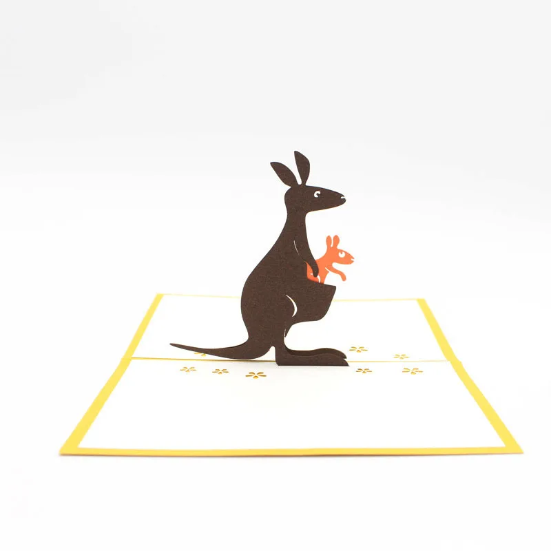 3D лазерная вырезка своими руками мультфильм кенгуру детская Бумага для приглашения поздравительной открытки+ конверт Дети День рождения школы встречи креативный подарок
