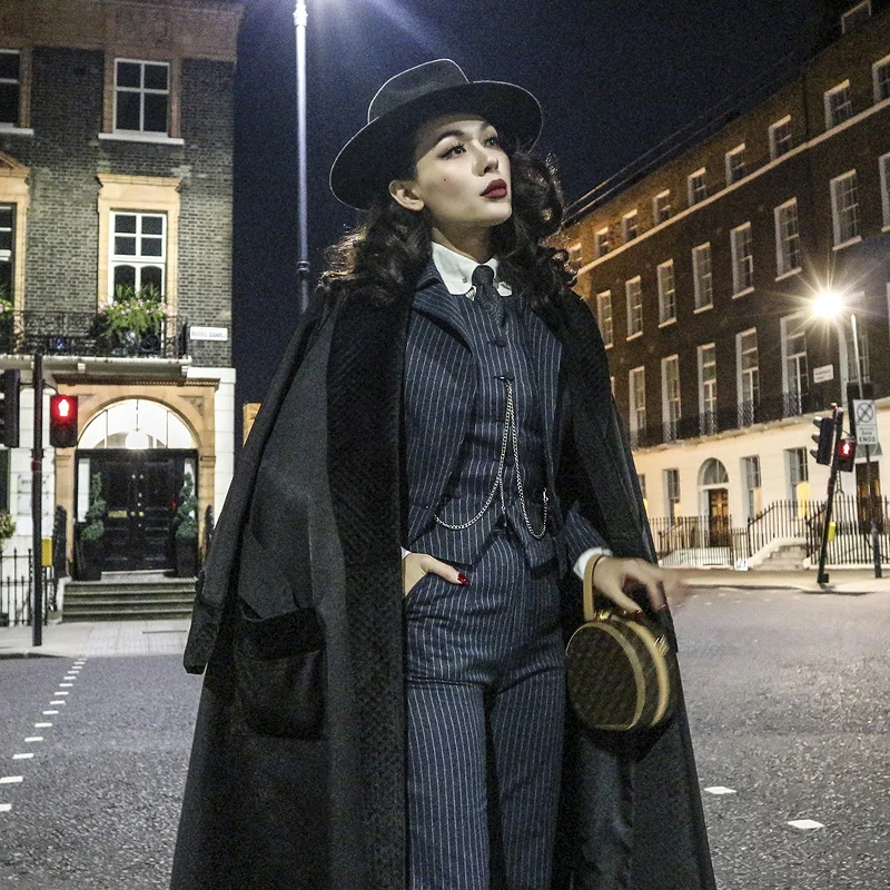 le palais vintage 2018W Classic Smoking Wool Coat Women Velour Collar Thick Satin Long Coat Adjustable Belt Loose Type One Size le palais vintage 2018W Classic Smoking Wool Coat Women Velour Collar Thick Satin Long Coat Adjustable Belt Loose Type One Size