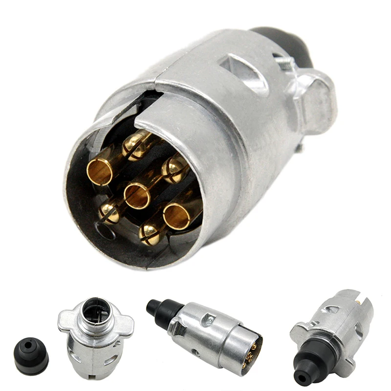 

Round Male Metal 7 Pin Car Electric Socket Adapter For Caravan Trailer Plug