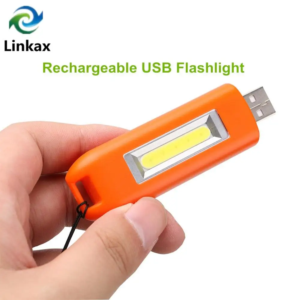 Mini Portable USB Rechargeable COB LED Light 3 mode Keychain Lamp Flashlight Hot