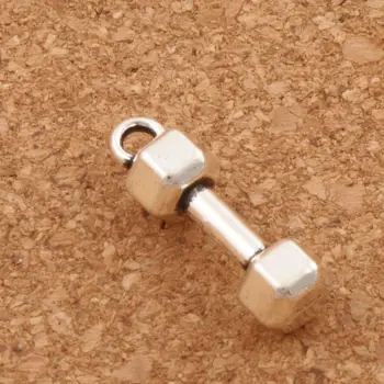 

3D Dumbbell Fitness Rockmen Zinc Alloy Kettlebell Charm Beads 100pcs zinc alloy Pendant L1718 20.6x6.5mm