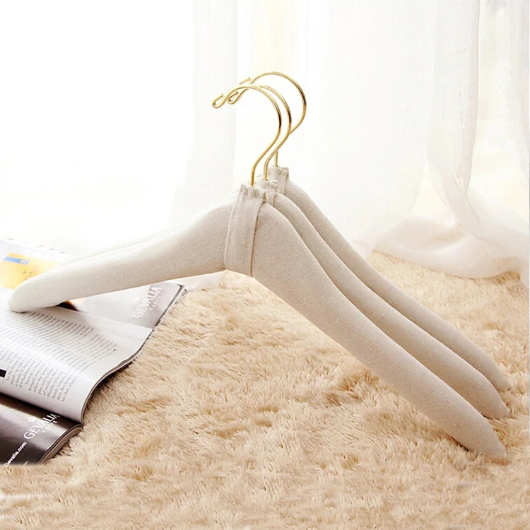 [Free shipping] Man's Style ! Luxury White Fabric Padded Wooden Hanger