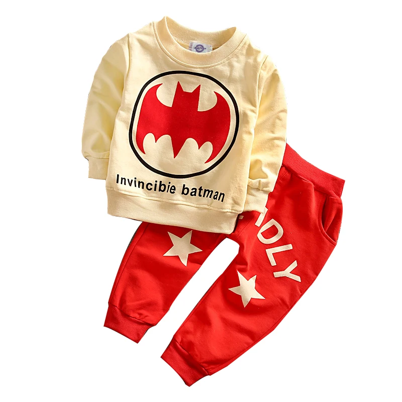 Комплект одежды с Бэтменом для маленьких мальчиков; флисовая спортивная толстовка; топ и брюки; одежда для сна для малышей; хлопковый комплект одежды с Бэтменом