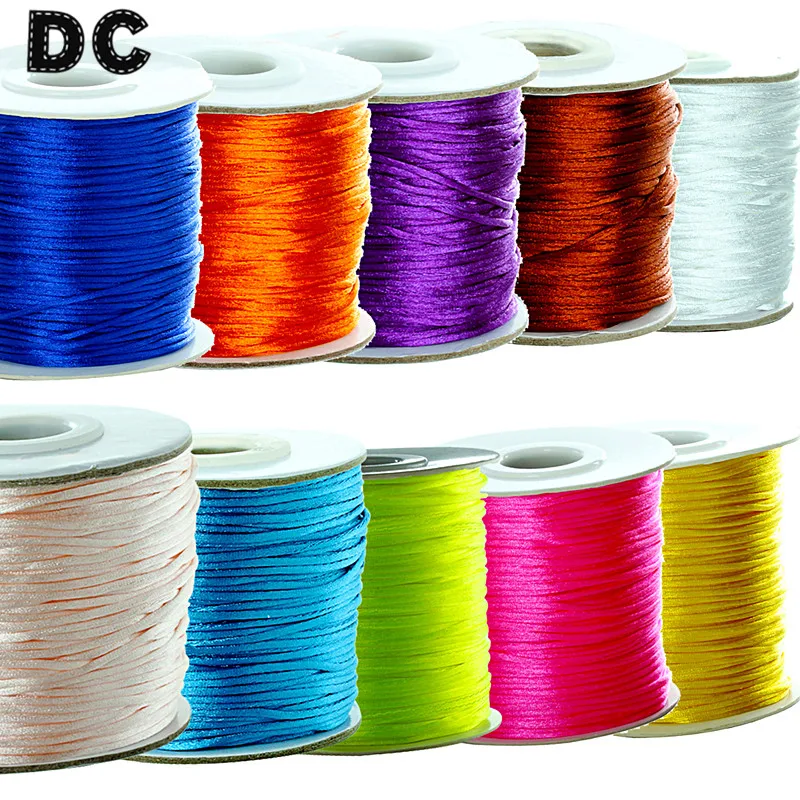 DC 80 yards/Roll 12 Color Satin Silk Macrame Cord Beading Ropes Thread