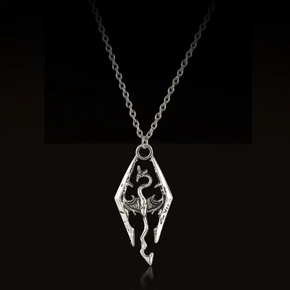 

Dinosaur Pendant Necklace Skyrim Elder Scrolls Dragon Pendants Vintage Necklace For Men/Women Jewelry