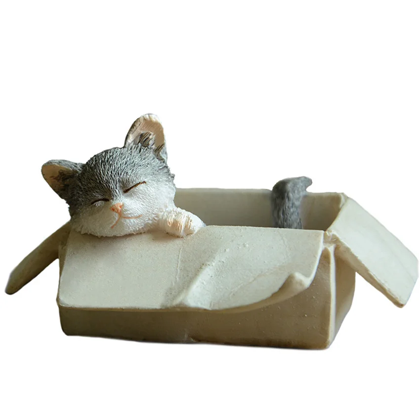 Креативная миниатюрная фигурка мини кота из смолы Имитация животных ремесло
