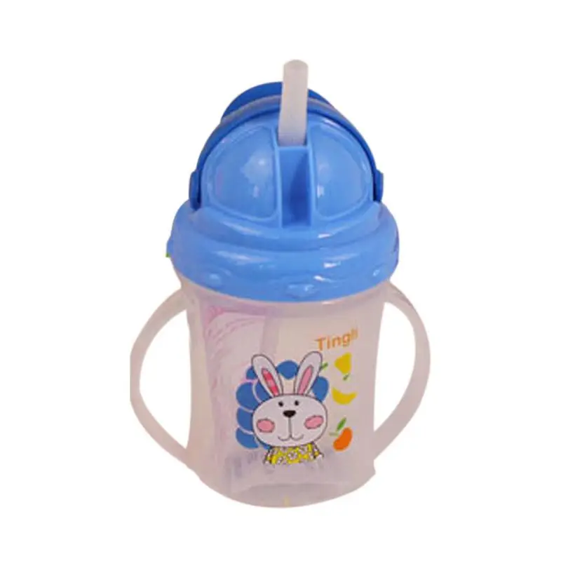 Baby Cute Bottle Newborn PP Feeding Cartoon Rabbit Straw Cup  With Handles Drinking Milk Feeding Bottle Sippy Cups For Kids Baby
