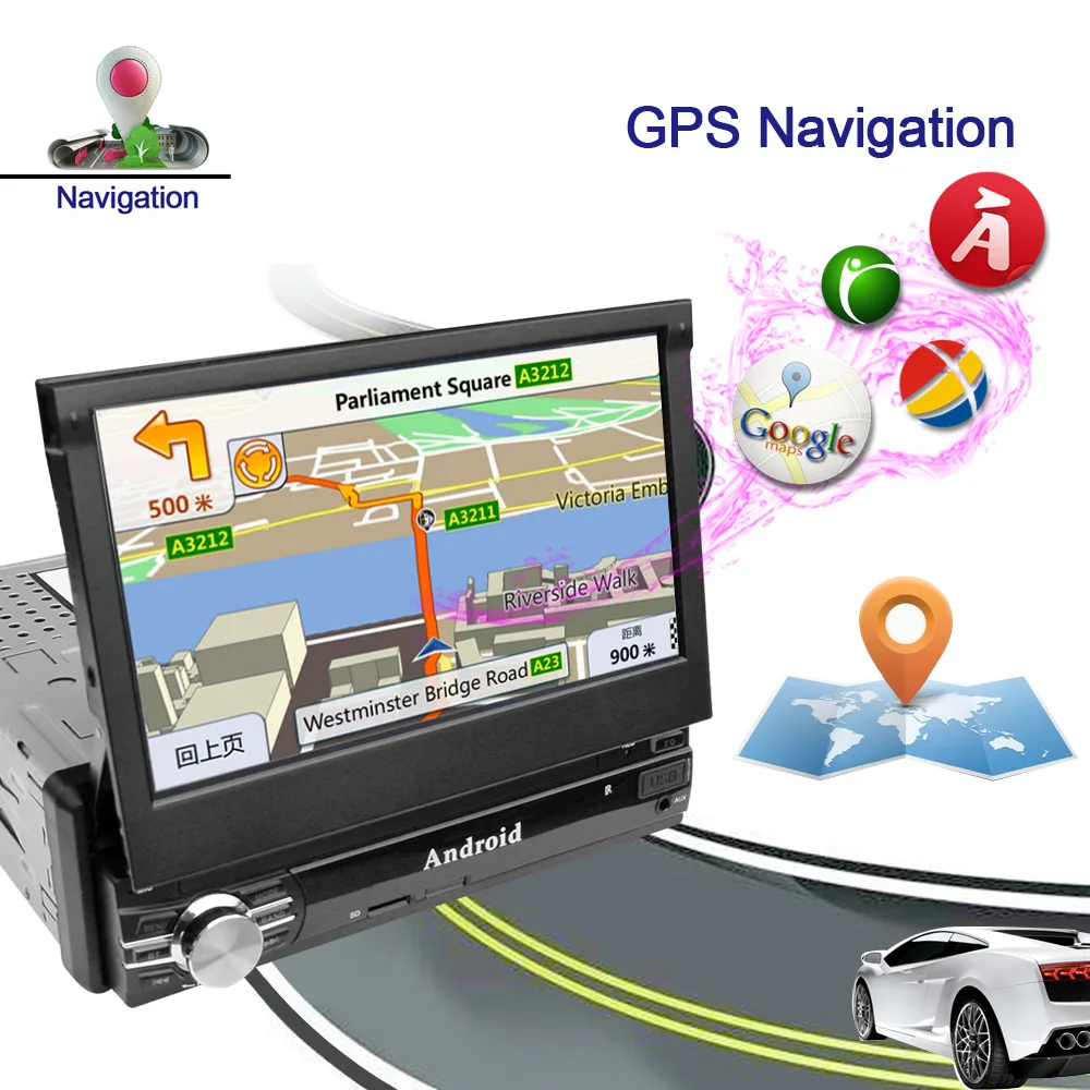 Стерео gps navi 1din Android 6 0 4 ядра дюймов 7 HD сенсорный экран wi fi Автомобильный плеер