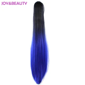 

JOY&BEAUTY Hair Long Straight Ponytail Synthetic 24incClip On Hair Extensions High Temperature Fiber Ponytail Ombre Color