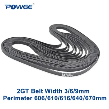 

POWGE 2MGT 2M 2GT Synchronous Timing belt Pitch length 610/616/630/640/650 width 3/6/9/15mm Teeth 305 308 315 320 325 GT3 closed